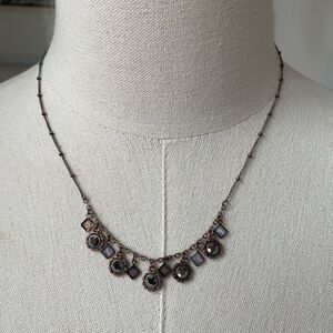 Demure Retired Lia Sophia Necklace Copper Grey